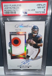 2021 Panini Flawless Gold Justin Fields RPA RC 3-Color Patch AUTO 20/20.