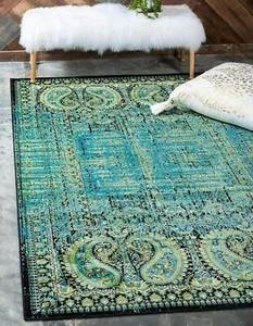 5 x 8 ft New Area Rug Aquamarine/G H Home Decorative Art Soft Carpet Collectible - Picture 1 of 3
