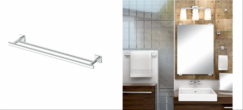 Gatco Parallel 24-in Double Chrome Wall Mount Double Towel Bar