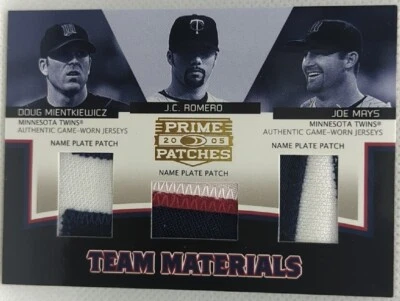Doug MIENTKIEWICZ Joe MAYS J.C. ROMERO 2005 Prime Patches TRIPLE Name Plate #/29 - Image 1 of 2
