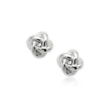 Rhodium Plated (White Gold) Rhodium Knot Stud Earrings Wedding-Gift-Jewellery