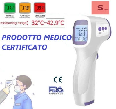 Termometro Digitale Frontale Infrarossi per Febbre Senza Contatto Termoscannerne - Immagine 1 di 4