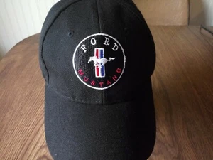 MUSTANG FORD Hat Black With Pony Logo Red White & Blue. Adjustable Cobra GT 427 - Picture 1 of 5