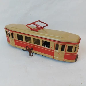 Tranvía de juguete de hojalata vintage RDA Alemania cuerda - Imagen 1 de 14