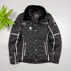 Chaqueta de esquí ICEPEAK OFRA negra a prueba de viento para mujer invierno al aire libre talla US10 - Imagen 1 de 24