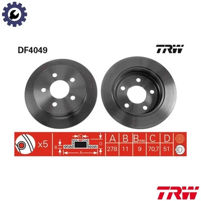 2x DISCO DE FRENO DF4049 PARA VAUXHALL OPEL BUICK X 22 XE 2,2 L X 22 DTH 2,2 L 4 cilindros Foto 1 de 4