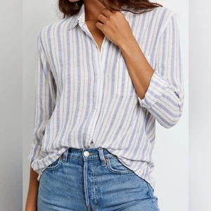 Rails Charli Long Sleeve Linen Button Down Shirt- Bacara Stripe - Picture 1 of 6