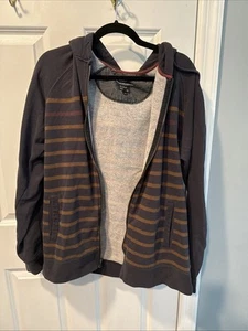 RVCA Men's XL Black And Orange Striped Hoodie - Picture 1 of 2
