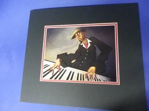 Justin Bua "Piano Man II" schwarz Kunst Jazz mattiert Poster Druck 16" x 14" ungerahmt - Bild 1 von 5
