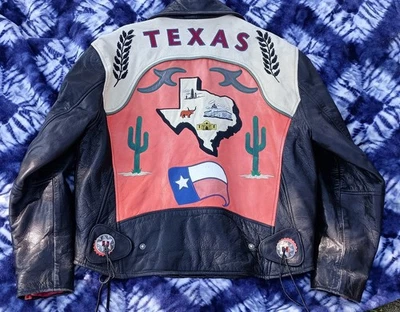 Chaqueta de cuero para motocicleta Texas 1992 con temática Avirex talla mediana Foto 1 de 4