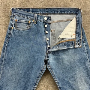 Levis 501 Jeans Mens 32x28 Blue Medium Wash Straight Leg Button Fly Modern - Picture 1 of 13
