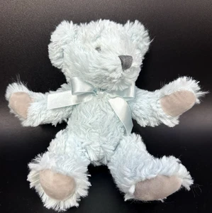NWOT! Demdaco Plush Blue Teddy Bear 2018 Satin Bow Gray Feet - Picture 1 of 8