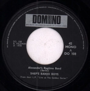 Sheps Banjo Boys Alexander's Ragtime Band 7" vinyl UK Domino 1970 large centre - Picture 1 of 2