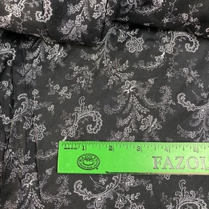 Vintage Fabric White Floral on Black Dainty Dots Toile 5 yd x 59" - Picture 1 of 8