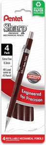 Pentel Sharp Druckbleistift, (0,3 mm), Extra 4 Stück (1er Pack), Schwarz  - Bild 1 von 5