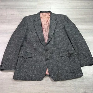 Circle S Blazer Mens 46R Gray Western Yoke Wool Blend Tweed 2 Button Made in USA - Picture 1 of 14