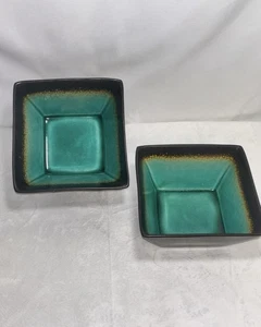 Better Homes & Gardens Jade Crackle Set Of 2 Square Soup/Cereal Bowls 6"W X 3”H - Picture 1 of 7