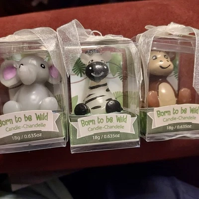 3 NUEVAS velas Kate Aspen Born To Be Wild Animal 0,635 OZ Cebra, mono, elefante Foto 1 de 4
