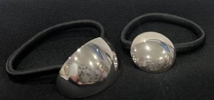 Sterling Silver Hair Bands Elastic Signed Far Fetched 19.5g Lot Of 2 1-1/2” & 1” - Picture 1 of 7