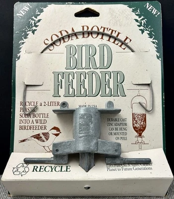Garrafa de refrigerante alimentador de pássaros adaptador de zinco fundido pendurar ou poste de montagem feito nos EUA NOVO - Imagem 1 de 4