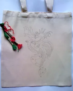 Bolso de Mano DRAGÓN para bordar algodón ecológico CSOO35 - Imagen 1 de 1