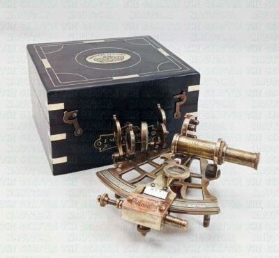 Nautical Antique Brass J. Scott Sextant With Hardwood Box - Image 1 of 4