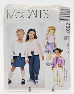 Pattern Girls Cardigan Top Pull on Pants and Skort Size 6-8 McCalls 2307 - Picture 1 of 2