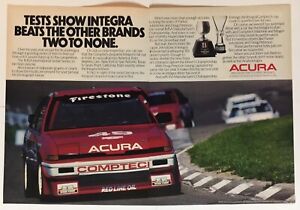 Acura Integra Auto Racing 1988 Vintage Print Ad 15.5x10.5 Inches Wall Decor