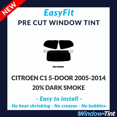 EasyFit Static Pre Cut Tint For Citroen C1 5-Door Hatch 2005-14 - 20% Dark Rear - Image 1 of 3