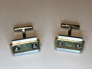 Elegant Cartier Santos 18K Yellow Gold & ACIER Cufflinks Amazing Quality - Picture 1 of 9