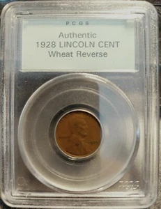 LINCOLN CENT PCGS OGH OLD SAMPLE SLAB AUTHENTIC 1928 - Picture 1 of 3