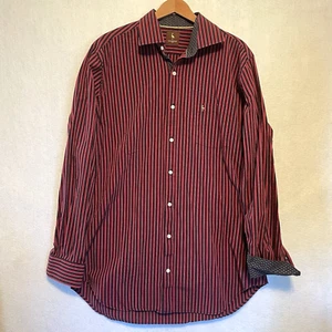 Tailorbyrd Long Sleeve Button Down Shirt Red & Black Striped Flip Cuff Men's XLT - Picture 1 of 9