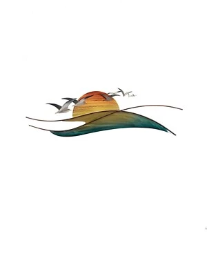 T.I. Design Peaceful Sunrise Contemporary Coastal Beach Metal Wall Decor - Image 1 of 4