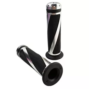 Motorcycle Handle Bar Grip Silver Scooter 21mm/24mm Left Right Handlebar Cover - Foto 1 di 8