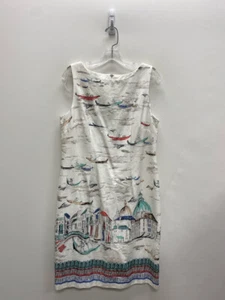 Leslie Fay Size 10 White Multi Color Boats Sleeveless Ladies Dress - Picture 1 of 1