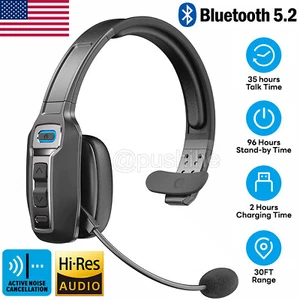 Trucker Bluetooth 5.2 Wireless Headset For Phones PC With Noise Cancelling Mic - Picture 1 of 11