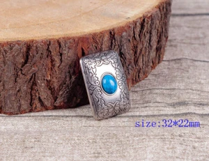 4 Stck. 32 x 22 mm Antik Silber Türkis Western Blumendekor Sattel Handtasche Conchos - Bild 1 von 10