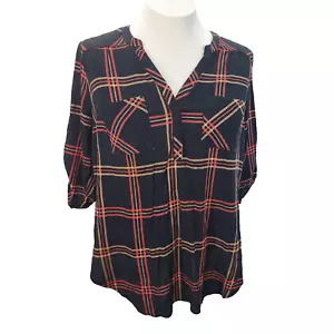 Torrid Plaid Harper Top Shirt Black Womens Plus Size 1x 14/16 NWT - Picture 1 of 11
