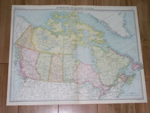 1922 MAP OF CANADA ONTARIO QUEBEC NEWFOUNDLAND ALBERTA BRITISH COLUMBIA  - Picture 1 of 10