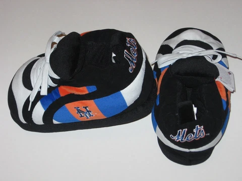 New York Mets Adult Size Fuzzy Non-Skid Plush Sneaker Slippers Cover