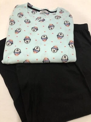 Pijama polar ligero suave verde y negro con osos XL Sonoma 2 piezas para mujer Foto 1 de 4