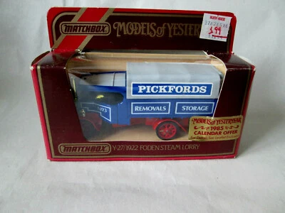 1985 Matchbox 1922 Foden Steam Lorry Pickfords Truck Y-27 Models of Yesteryear  - Image 1 of 4