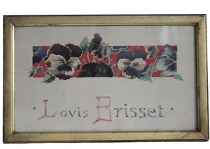 Petit cadre Décor de Pensées Art Nouveau Louis Brisset Aquarelle Signée A. DL - Bild 1 von 7