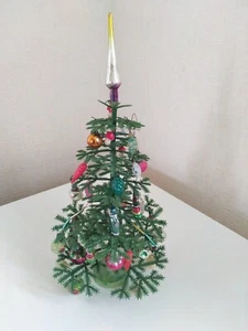 Sale Little Christmas tree Soviet decoration USSR 11.8 inches 30 toys - Picture 1 of 12