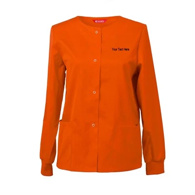Women‘s Embroidered Scrub Jacket Snap Front Warm up Jacket Personalized text - Image 1 of 4