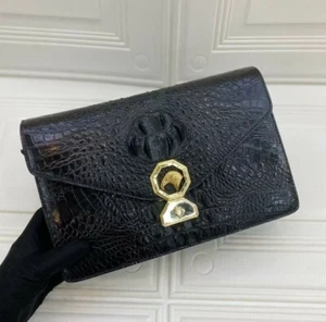 Bolso sin asas de negocios para hombre, elegante billetera sin asas de cocodrilo, negro - Imagen 1 de 6