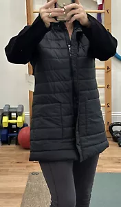 Cynthia Rowley NY women Medium black puffy zip jacket long fabric sleeves&back - Picture 1 of 10