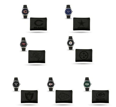 Black Watch and Wallet Set - Men's Gift Set - Pick Your Team - NFL FOOTBALL Cover