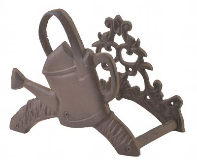 Garden Hose Holder Cast Iron Hanger Reel Watering Can Design Decor 7.625" Tall N - Image 1 of 4