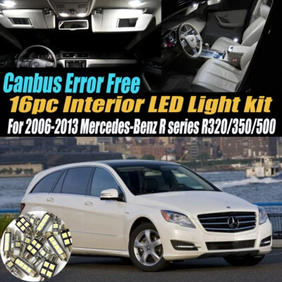 Kit de luces LED interiores blancas sin errores de 16 piezas para Mercedes-Benz serie R 2006-13  Foto 1 de 4
